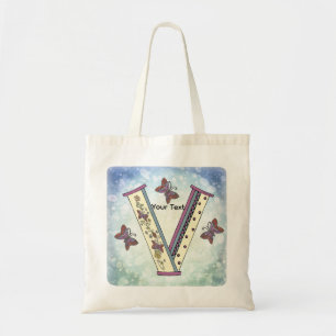 floral Monogram V Tote Bag
