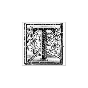 Floral Monogram Vintage decorative  Letter T Rubber Stamp