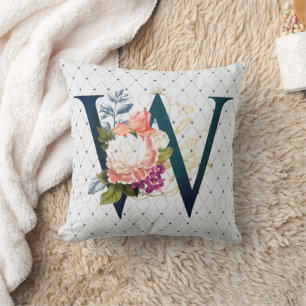 Floral Monogram W II Cushion