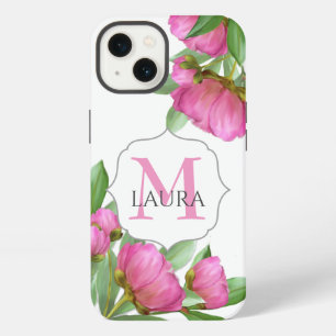 Floral Monogram Watercolor Pink Modern iPhone 13 Case