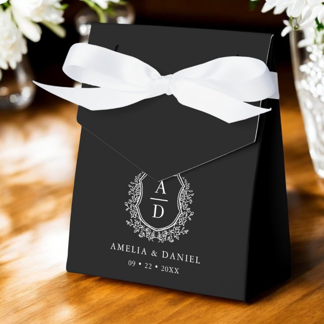 Floral Monogram Wedding Crest Modern Favour Box (Creator Uploaded)