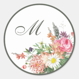 Floral Monogram Wedding Envelope Seals