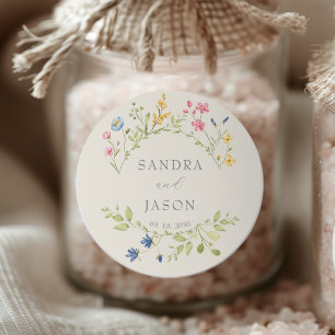 Floral Monogram Wedding Favour Sticker 
