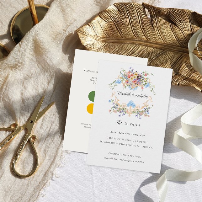 Floral Monogram | Wedding Guest Details Enclosure Card (Creator Uploaded)