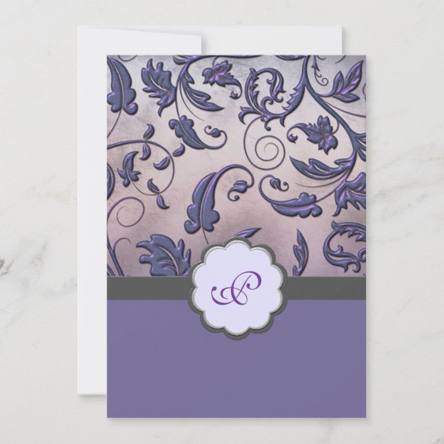 Floral Monogram Wedding Invitation (Front)