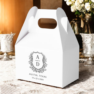 Floral Monogram Wedding White Crest Modern Favour Box
