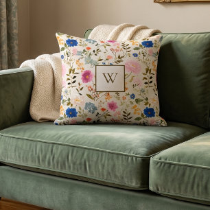 Floral Monogram Wildflower Cushion