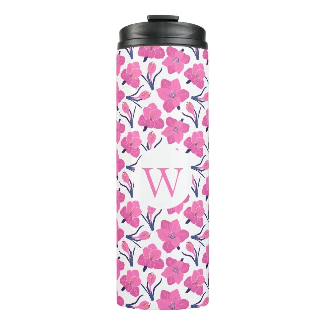 Floral Monogram with Initial – Personalised Gift Thermal Tumbler (Front)