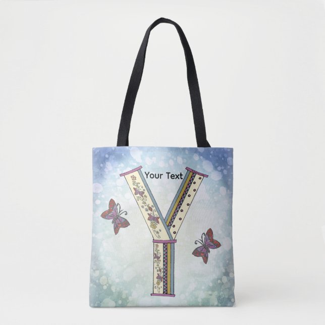 floral Monogram Y  Tote Bag (Front)