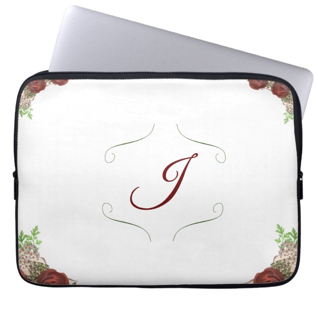 Floral Monogrammed Laptop Sleeve (Front)