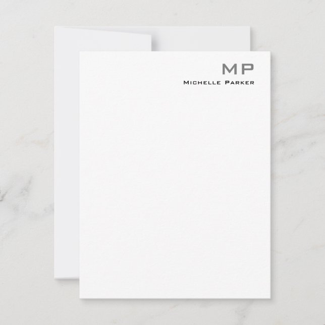 Floral Monogrammed Professional Plain Minimalist Card (Front)