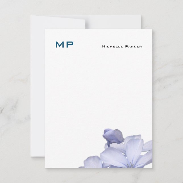 Floral Monogrammed Professional Plain Minimalist Card (Front)