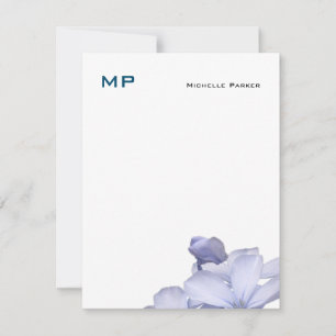 Floral Monogrammed Professional Plain Minimalist Card