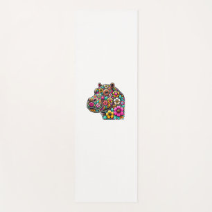 Floral Moo Deng Baby Hippo Hippopotamus Zoo Animal Yoga Mat