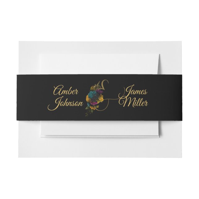 Floral Moody Wedding Invitation Suite Belly Band Invitation Belly Band (Front Example)