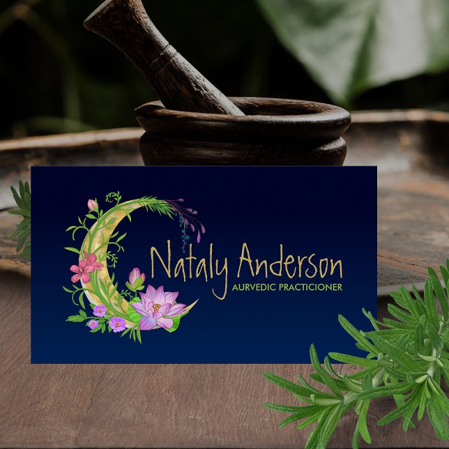 Floral Moon Ornament Business Card (Creator Uploaded)