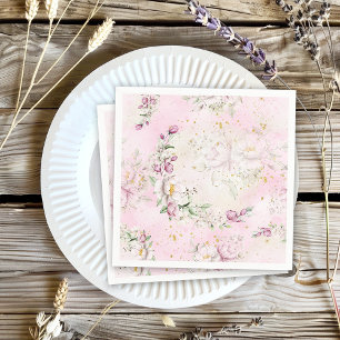 Floral Moon Pink Baby Shower Napkin