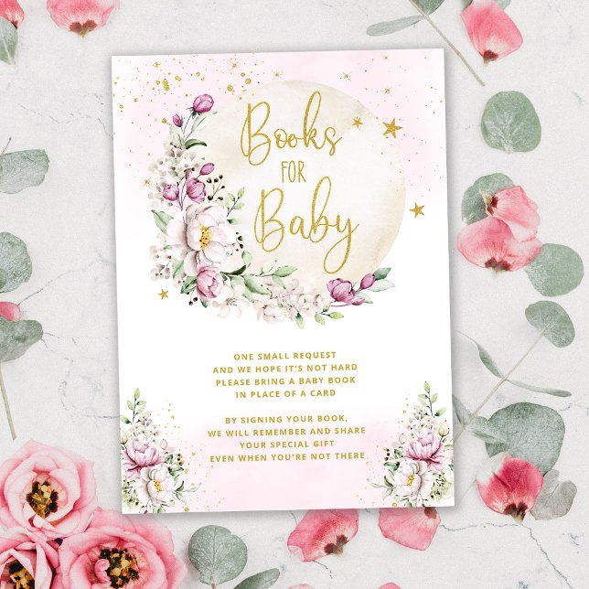 Floral Moon Pink Books For Baby Enclosure Card (Creator Uploaded)