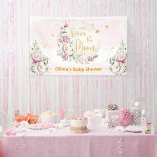 Floral Moon Pink Welcome Banner