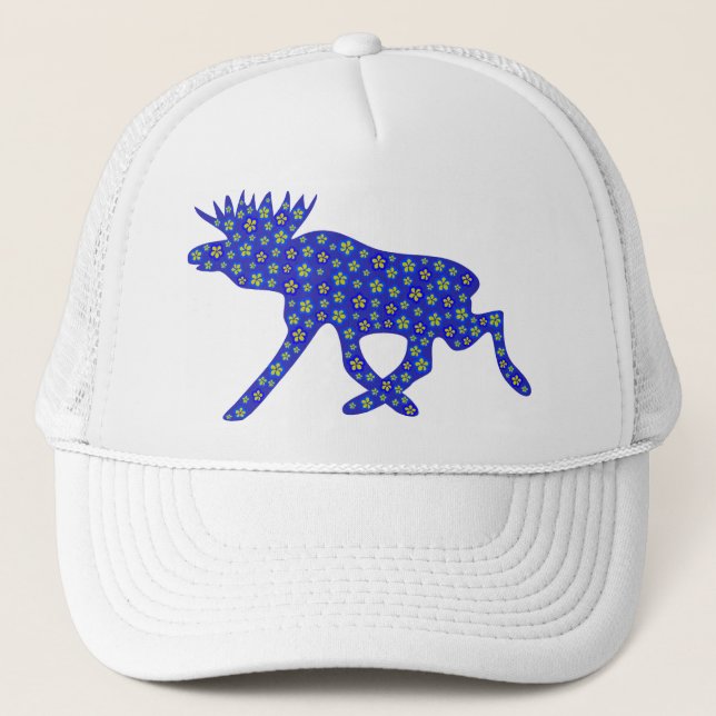 Floral Moose Trucker Hat (Front)