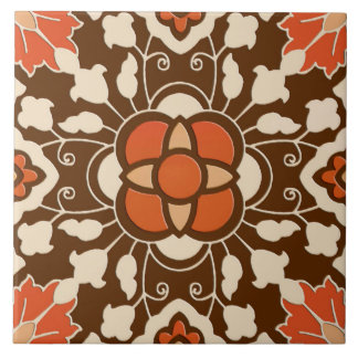 Floral Moroccan Tile, Brown, Rust and Beige Tile