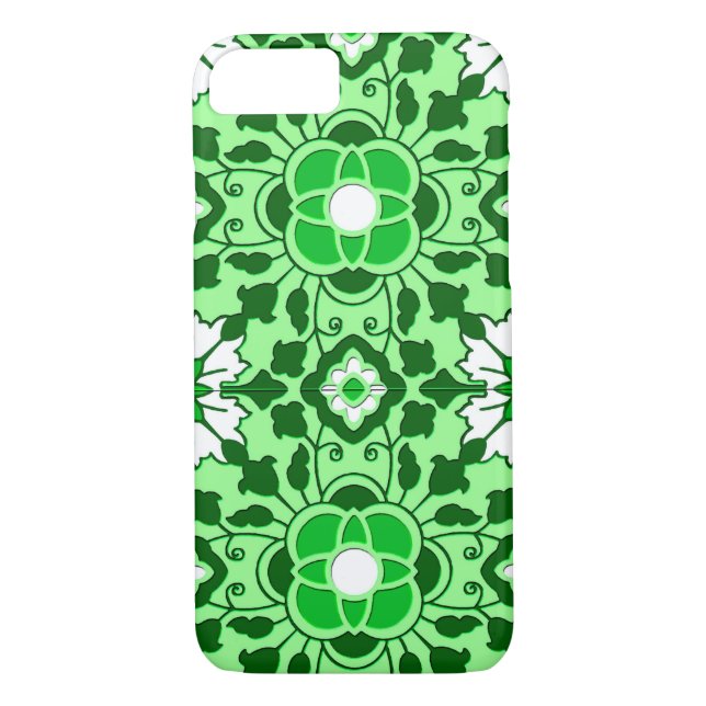 Floral Moroccan Tile, Emerald and Lime Green Case-Mate iPhone Case (Back)