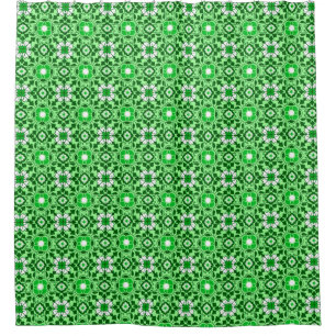 Floral Moroccan Tile, Emerald and Lime Green Shower Curtain
