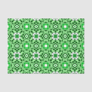 Floral Moroccan Tile, Emerald and Lime Green Tissue Paper