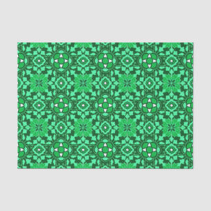 Floral Moroccan Tile, Light and Dark Jade Green Tissue Paper