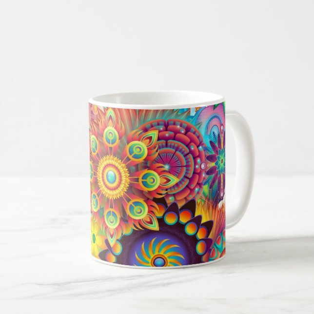 Floral mosaic coffee mug (Front Right)