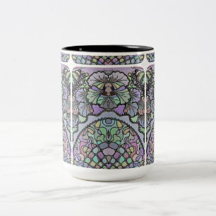 Floral mosaic purple pansy elegant  Two-Tone coffee mug