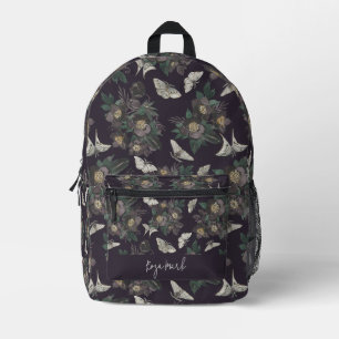 Floral Moth Butterfly Pattern Printed Backpack