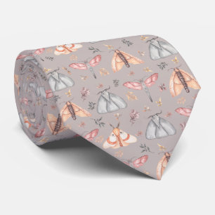 Floral Moth Butterfly Pattern Tie