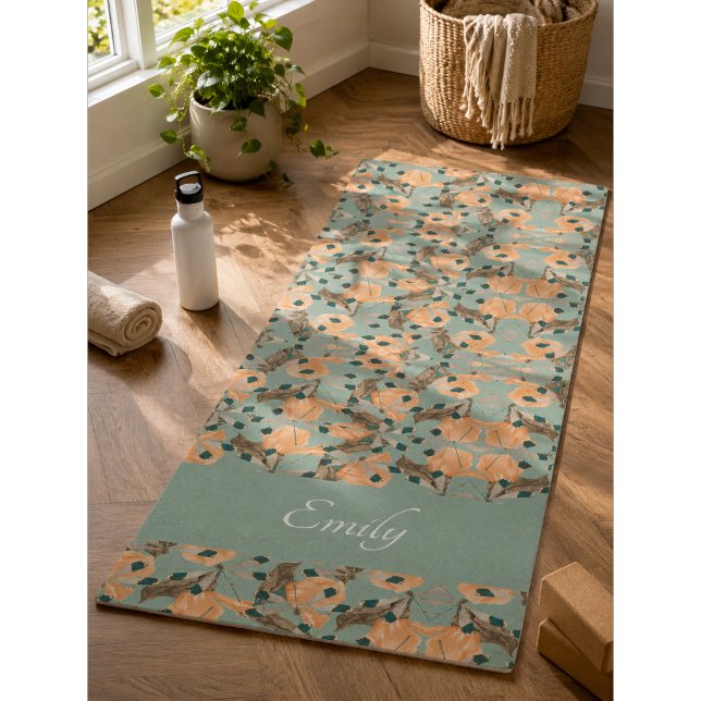 Floral Moth Butterfly Pattern Yoga Mat (Creator Uploaded)