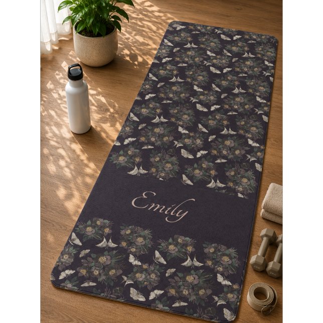 Floral Moth Butterfly Pattern Yoga Mat (Creator Uploaded)