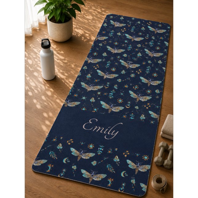 Floral Moth Butterfly Pattern Yoga Mat (Creator Uploaded)