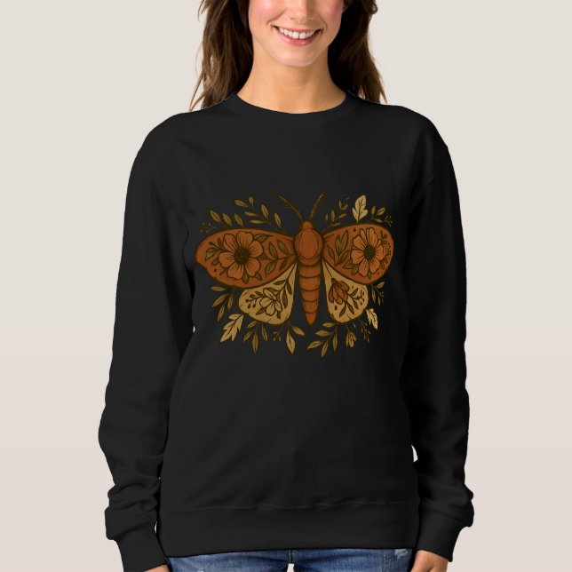 Floral Moth T-Shirt – Gothic Boho Witchy Tee (Front)