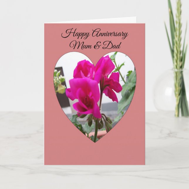 Floral Mother And Father Personalised Anniversary Card (Front)