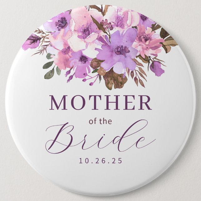 Floral Mother Of The Bride 6 Cm Round Badge (Front)