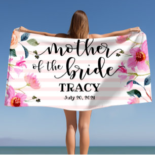 Floral Mother of the Bride Personalised Wedding Beach Towel