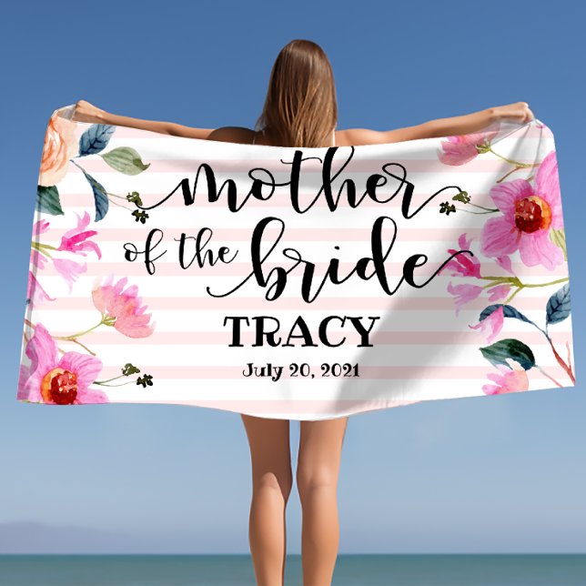 Floral Mother of the Bride Personalised Wedding Beach Towel (Floral Mother of the Bride Personalized Wedding Beach Towel)