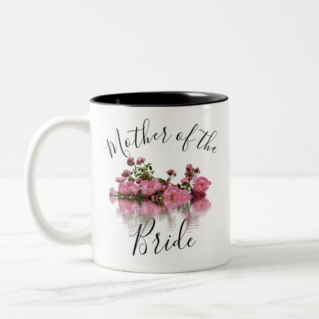 Floral Mother of the Bride Two-Tone Coffee Mug (Left)