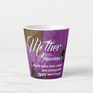 Floral MOTHER Proverbs 31 Purple Customisable Latte Mug