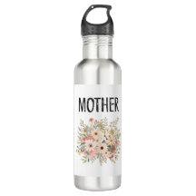 Floral 'MOTHER' water bottle
