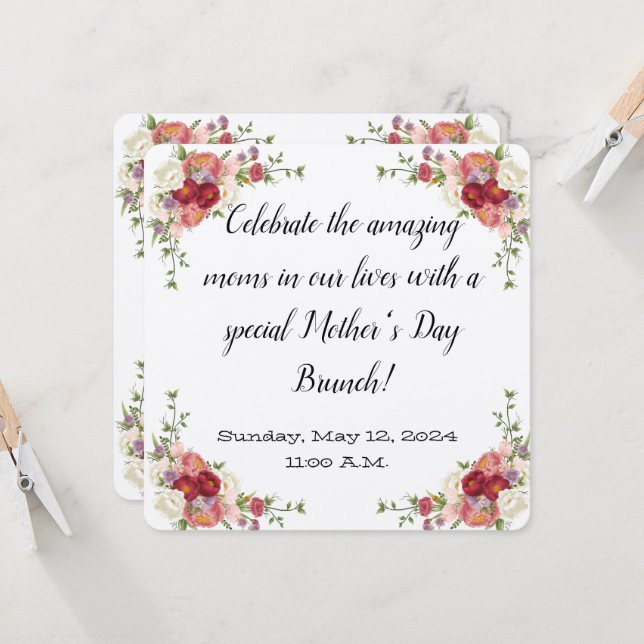 Floral Mother's Day Brunch Invitation (Front/Back In Situ)