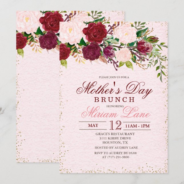 Floral Mother's Day Brunch Invitation (Front/Back)