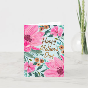 Floral Mother's Day Card - Gold