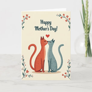 Floral Mothers Day Cats Card
