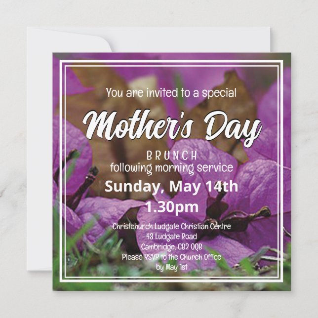 Floral MOTHERS DAY Church BRUNCH Invitation (Front)