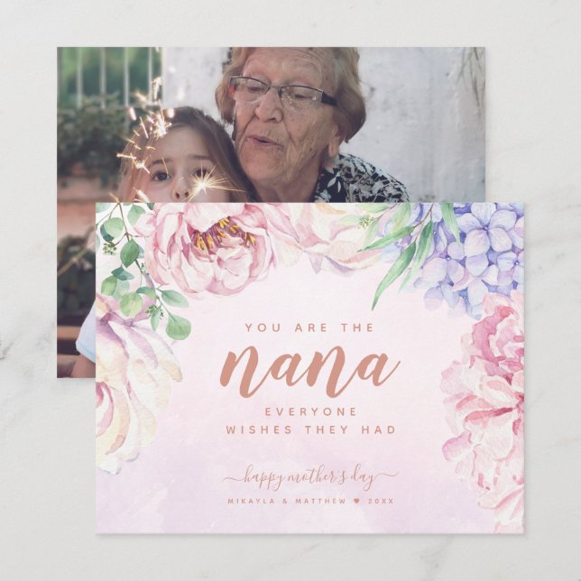 Floral Mother's Day For Nana Photo Card (Front/Back)
